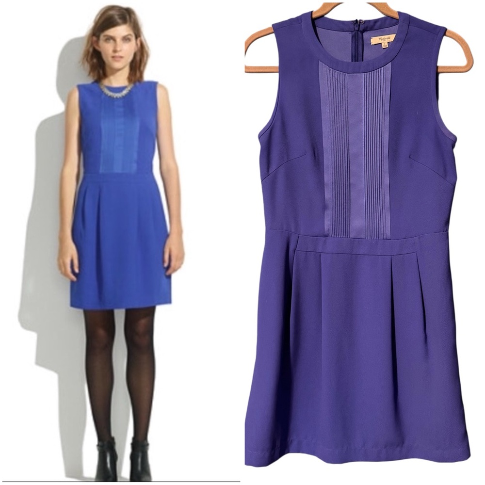 Madewell Purple Pleated A-Line Mini Dress